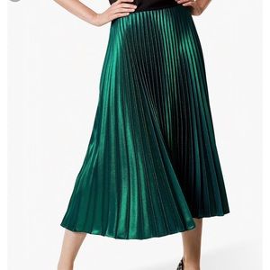 Fashion pleated green Midi Skirt